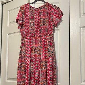 Chic Pink Patterned Midi Dress